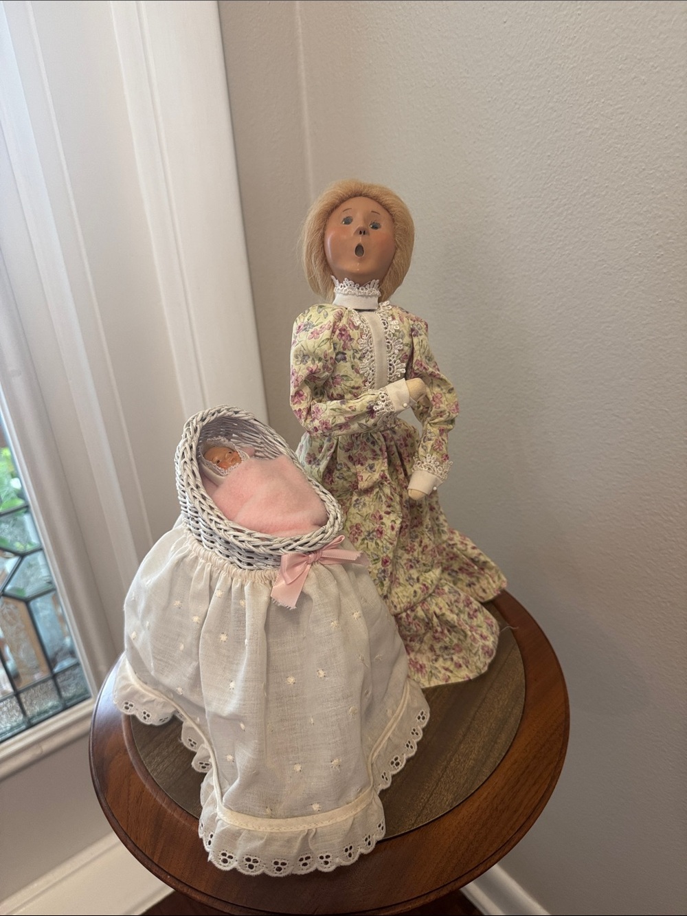 Byers choice Victorian woman with baby in bassinet….very charming!